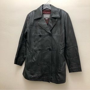 Wilsons Long Sleeve Double Breasted Leather Jacket Women's Size M Black